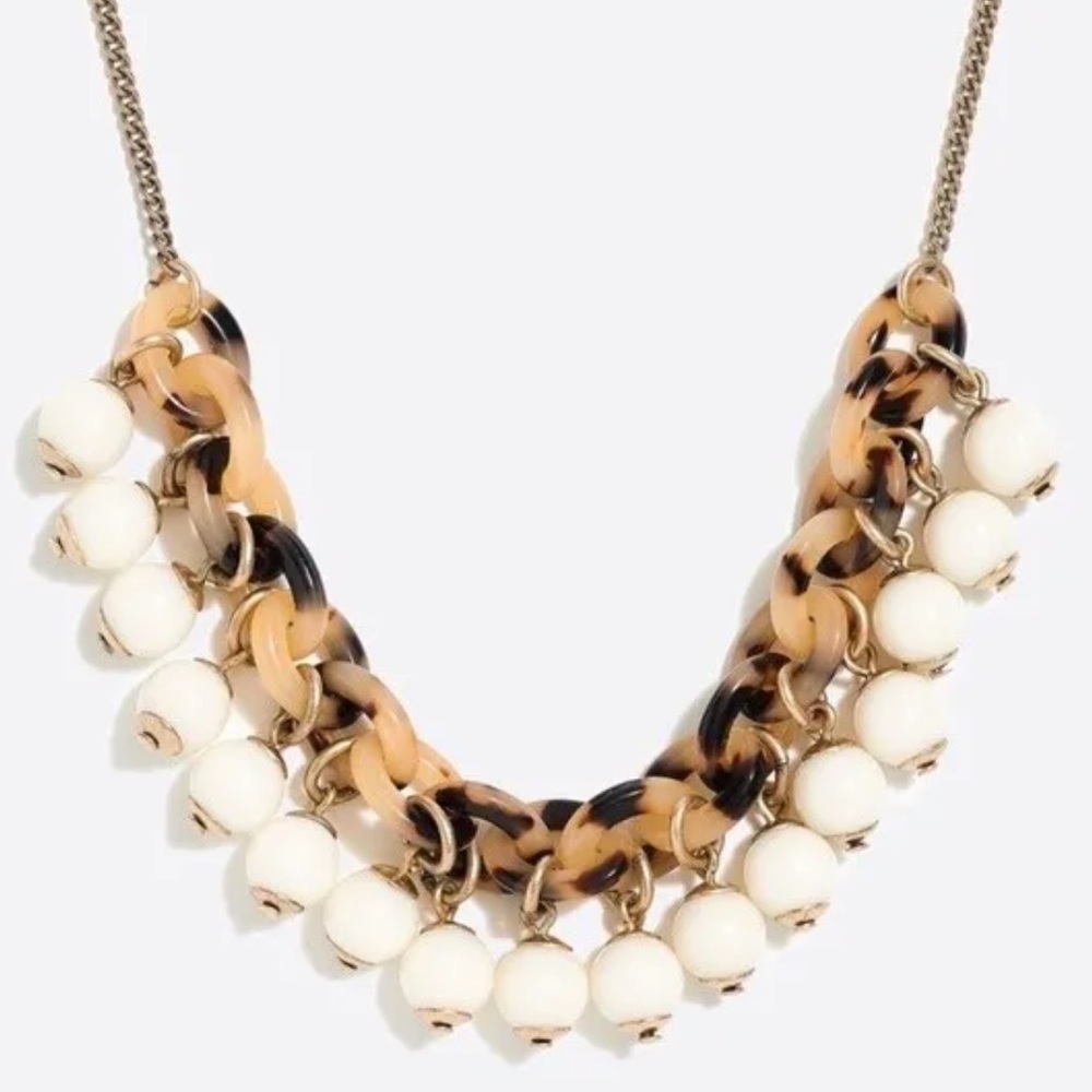 J.CREW TORTOISE SHELL DROP BEADS STATEMENT NECKLACE - Picture 2 of 6